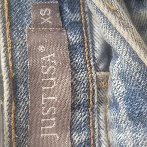 JUST USA Blue Denim Midi Skirt with Front Slit Size XS - Picture 6 of 6